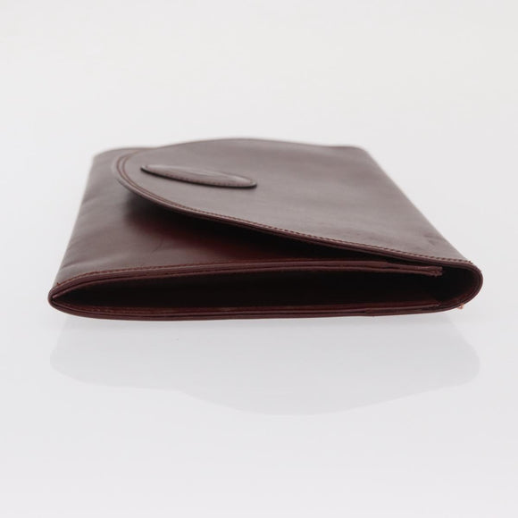 CARTIER Must Line Clutch Bag Leather Bordeaux Gold Auth 169489