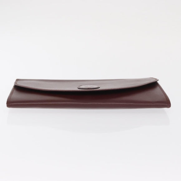 CARTIER Must Line Clutch Bag Leather Bordeaux Gold Auth 169489