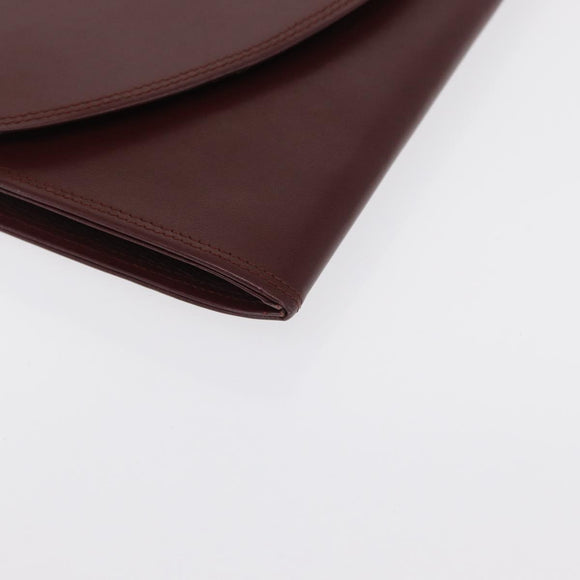 CARTIER Must Line Clutch Bag Leather Bordeaux Gold Auth 169489