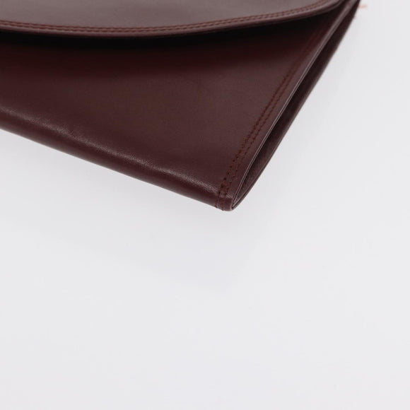 CARTIER Must Line Clutch Bag Leather Bordeaux Gold Auth 169489