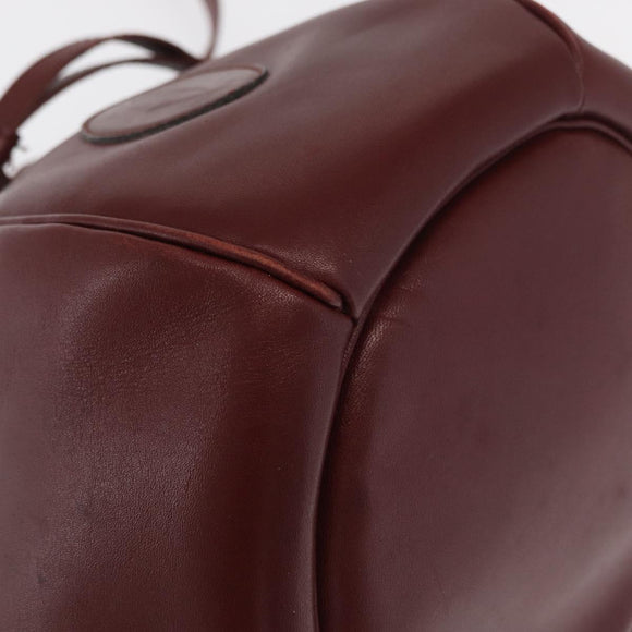 CARTIER Must Line Shoulder Bag Leather Bordeaux Gold Auth 169490