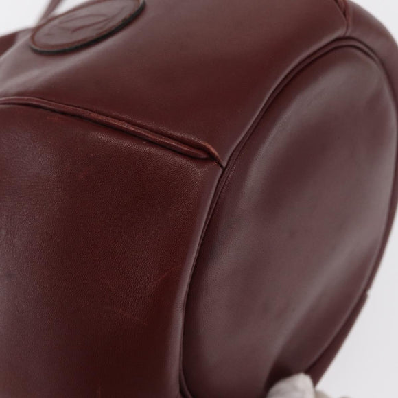 CARTIER Must Line Shoulder Bag Leather Bordeaux Gold Auth 169490