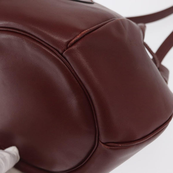CARTIER Must Line Shoulder Bag Leather Bordeaux Gold Auth 169490