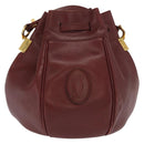 CARTIER Must Line Shoulder Bag Leather Bordeaux Gold Auth 169490-3