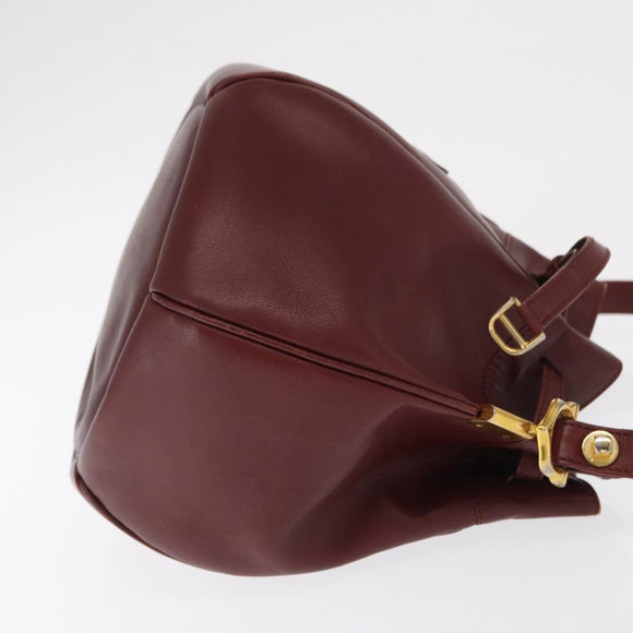 CARTIER Must Line Shoulder Bag Leather Bordeaux Gold Auth 169490