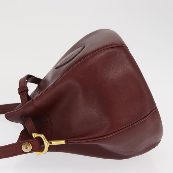 CARTIER Must Line Shoulder Bag Leather Bordeaux Gold Auth 169490