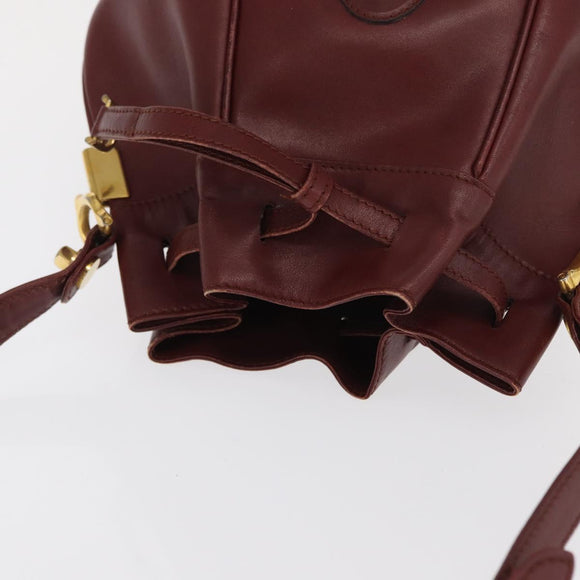 CARTIER Must Line Shoulder Bag Leather Bordeaux Gold Auth 169490