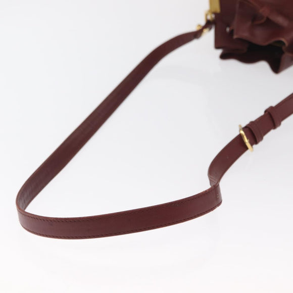 CARTIER Must Line Shoulder Bag Leather Bordeaux Gold Auth 169490