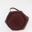 CARTIER Must Line Shoulder Bag Leather Bordeaux Gold Auth 169490-9