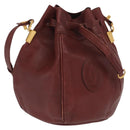 CARTIER Must Line Shoulder Bag Leather Bordeaux Gold Auth 169491-1