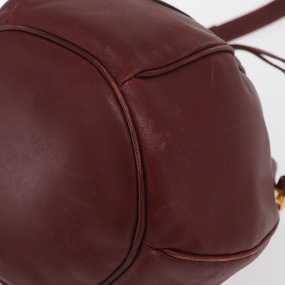 CARTIER Must Line Shoulder Bag Leather Bordeaux Gold Auth 169491