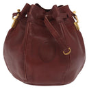 CARTIER Must Line Shoulder Bag Leather Bordeaux Gold Auth 169491-2