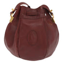 CARTIER Must Line Shoulder Bag Leather Bordeaux Gold Auth 169491-3