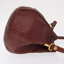 CARTIER Must Line Shoulder Bag Leather Bordeaux Gold Auth 169491-4