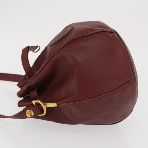 CARTIER Must Line Shoulder Bag Leather Bordeaux Gold Auth 169491