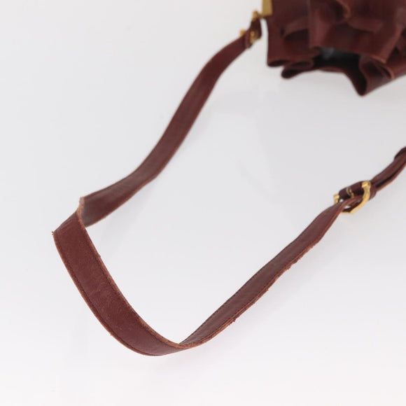 CARTIER Must Line Shoulder Bag Leather Bordeaux Gold Auth 169491