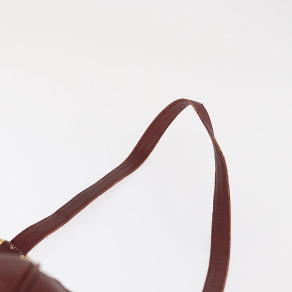CARTIER Must Line Shoulder Bag Leather Bordeaux Gold Auth 169491