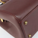 CARTIER Must Line Hand Bag Leather Bordeaux Gold Auth 169492-14