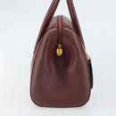 CARTIER Must Line Hand Bag Leather Bordeaux Gold Auth 169492-3