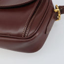 CARTIER Must Line Shoulder Bag Leather Bordeaux Gold Auth 169493-10