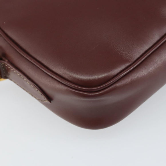 CARTIER Must Line Shoulder Bag Leather Bordeaux Gold Auth 169493