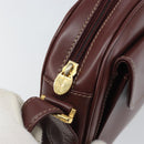 CARTIER Must Line Shoulder Bag Leather Bordeaux Gold Auth 169493-14
