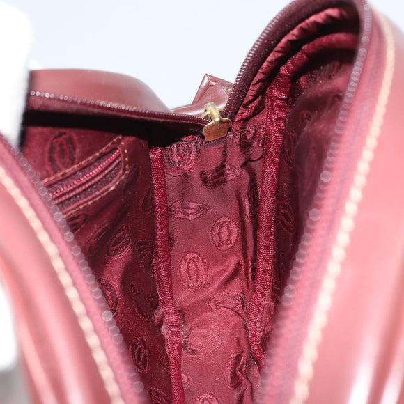 CARTIER Must Line Shoulder Bag Leather Bordeaux Gold Auth 169493