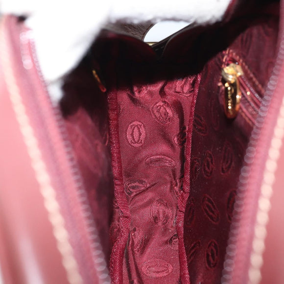 CARTIER Must Line Shoulder Bag Leather Bordeaux Gold Auth 169493