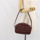 CARTIER Must Line Shoulder Bag Leather Bordeaux Gold Auth 169493-23