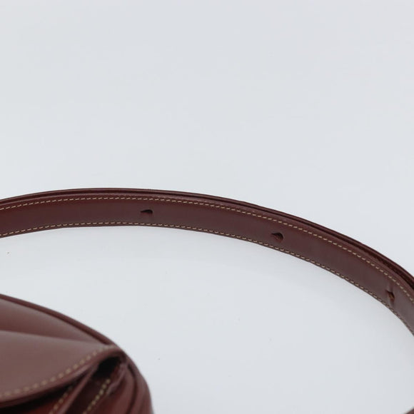 CARTIER Must Line Shoulder Bag Leather Bordeaux Gold Auth 169493