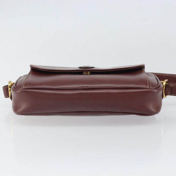 CARTIER Must Line Shoulder Bag Leather Bordeaux Gold Auth 169493