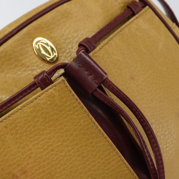 CARTIER Must Line Shoulder Bag Leather Yellow Gold Auth 169494