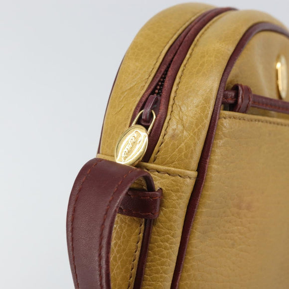 CARTIER Must Line Shoulder Bag Leather Yellow Gold Auth 169494