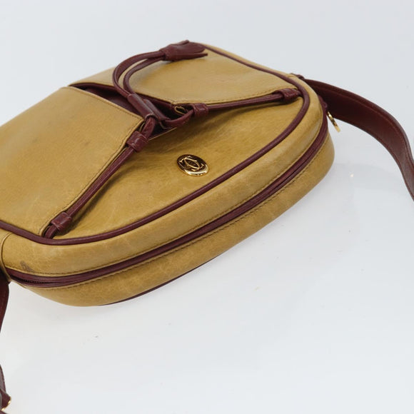 CARTIER Must Line Shoulder Bag Leather Yellow Gold Auth 169494