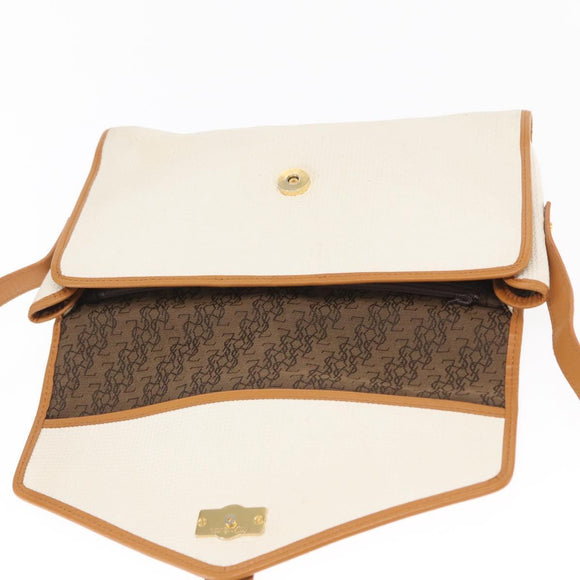 SAINT LAURENT Shoulder Bag PVC White Gold Auth 169495