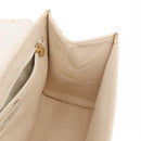 FENDI Hand Bag Leather White Gold Auth 169496-19