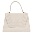 FENDI Hand Bag Leather White Gold Auth 169496-13