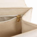 FENDI Hand Bag Leather White Gold Auth 169496-21