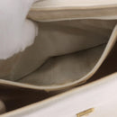 FENDI Hand Bag Leather White Gold Auth 169496-12