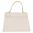 FENDI Hand Bag Leather White Gold Auth 169496-2