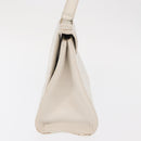 FENDI Hand Bag Leather White Gold Auth 169496-3