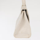 FENDI Hand Bag Leather White Gold Auth 169496-4