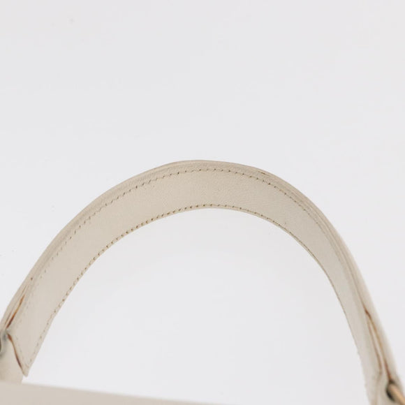 FENDI Hand Bag Leather White Gold Auth 169496