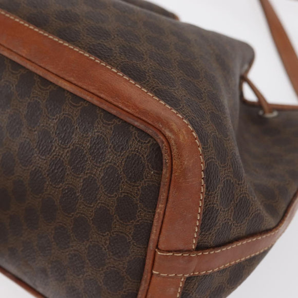 CELINE Macadam Canvas Shoulder Bag PVC Leather Brown Gold Auth 169499