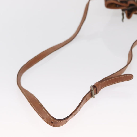 CELINE Macadam Canvas Shoulder Bag PVC Leather Brown Gold Auth 169499