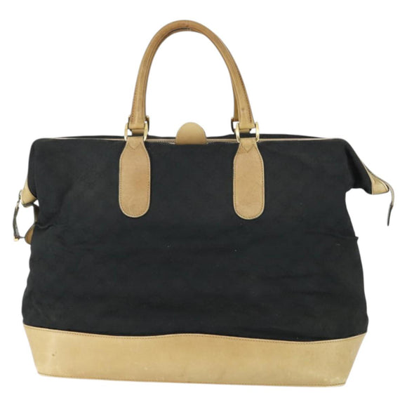 GUCCI GG Canvas Boston Bag Black Gold Auth 169500