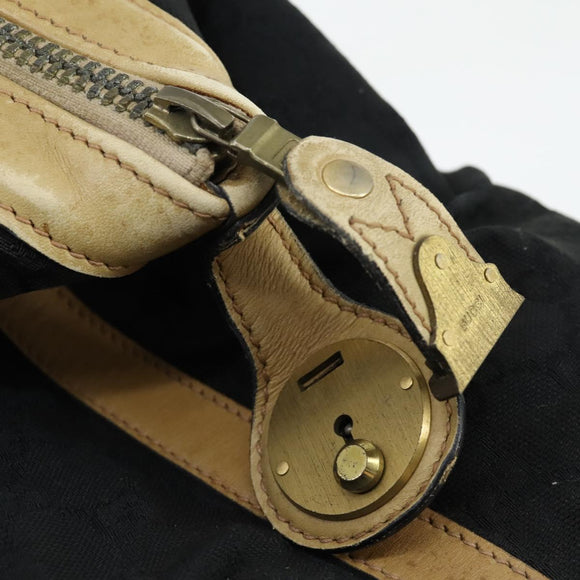 GUCCI GG Canvas Boston Bag Black Gold Auth 169500