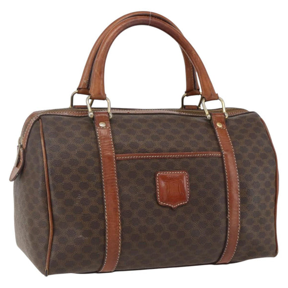 CELINE Macadam Canvas Hand Bag PVC Beige Gold Auth 169502