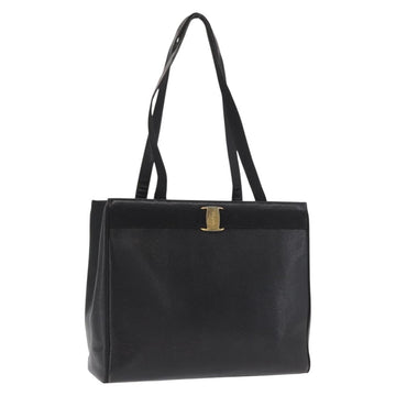 Salvatore Ferragamo Tote Bag Leather Black Gold Auth 169503