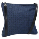 BVLGARI Logo Mania Shoulder Bag Canvas Blue Silver Auth 169505-1
